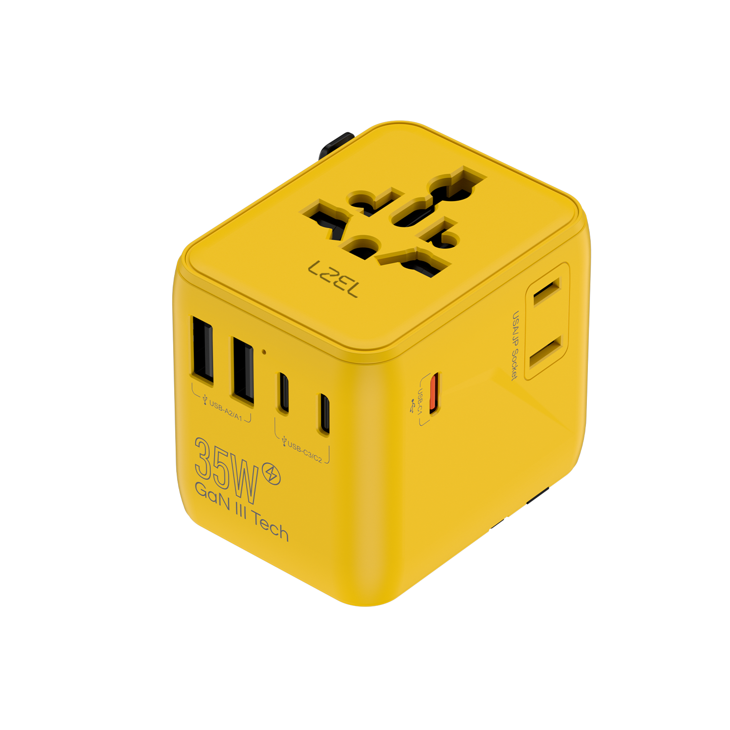 LZEL Voyage Globepowers 35W GaN III Fast PD Travel Adapter | Yellow LZEL Voyage Globepowers 35W GaN III Fast PD Travel Adapter | Yellow